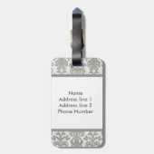 Grau Damask Gepäckmarke Gepäckanhänger (Rückseite vertikal)