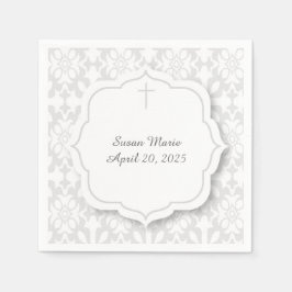 Grau Damask mit dekorativer Markierung und Kreuz Serviette