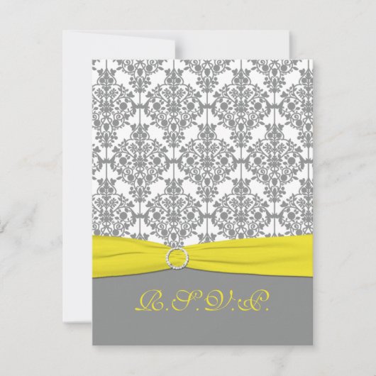 Grau Damask mit gelber RSVP-Karte RSVP Karte (Vorderseite)