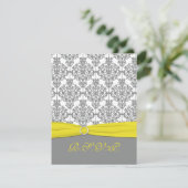 Grau Damask mit gelber RSVP-Karte RSVP Karte (Stehend Vorderseite)