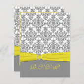 Grau Damask mit gelber RSVP-Karte RSVP Karte (Vorne/Hinten)