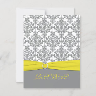 Grau Damask mit gelber RSVP-Karte RSVP Karte