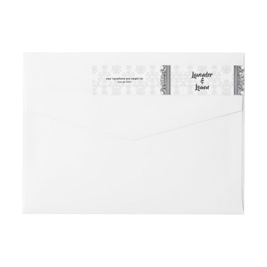 Grau Damask Silver Frame Wrap rund um Seife Bar (Rückseite)