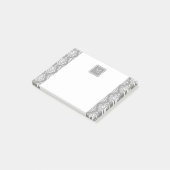 Grau-Damast-Muster 1 mit Monogramm Post-it Klebezettel (angewinkelt)