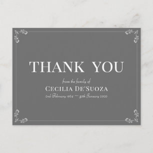 Grau Dankeschön Trauer Beileid Elegant Einfach  Postkarte