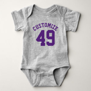 Grau & Dark Lila Baby Sports Jersey Design Strampler