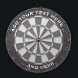 Grau Dartboard mit benutzerdefiniertem Text Dartscheibe<br><div class="desc">Graues Dartboard und zwei benutzerdefinierte Textbereiche.</div>