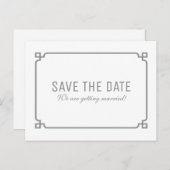 Grau Deko Chic Save the Date Postkarte (Vorne/Hinten)