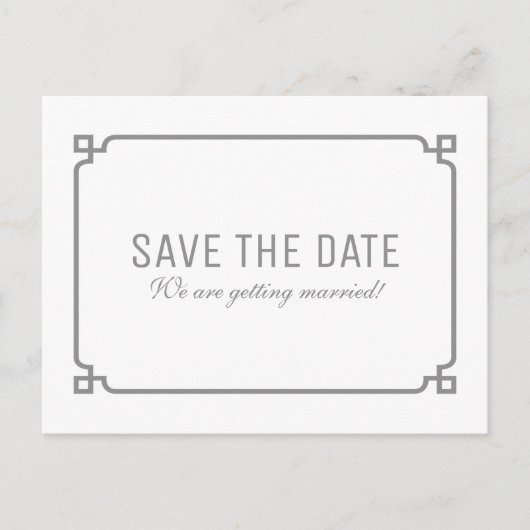 Grau Deko Chic Save the Date Postkarte (Vorderseite)
