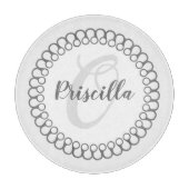 Grau dekorative Circle Monogram Cutting Board Schneidebrett (Vorderseite)