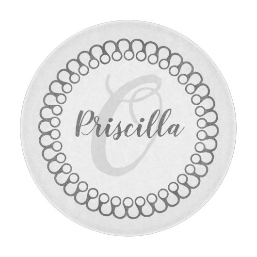 Grau dekorative Circle Monogram Cutting Board Schneidebrett (Vorderseite)
