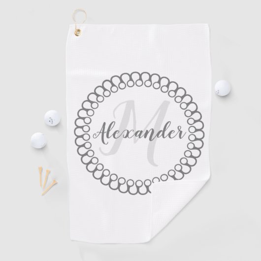 Grau dekorative Circle Monogram Golf Handtuch (Insitu)