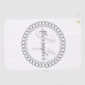 Grau dekorative Circle Monogram Golf Handtuch (Horizontal)