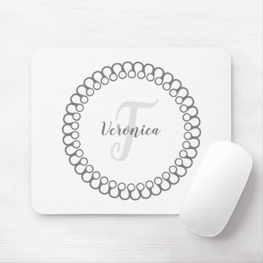 Grau dekorative Circle Monogram Maus Pad Mousepad (Mit Mouse)