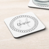 Grau-dekorativer Circle Monogram-Untersetzer Getränkeuntersetzer (Linke Seite)