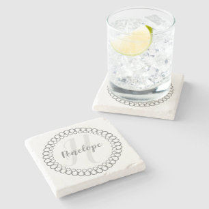 Grau-dekorativer Circle Monogram-Untersetzer Steinuntersetzer
