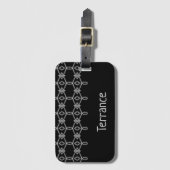 Grau dekoratives Seil, das schwarz umzäunt Gepäckanhänger (Vorderseite Vertikal)