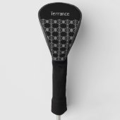 Grau dekoratives Seil, das schwarz umzäunt Golf Headcover (Vorderseite)