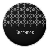 Grau dekoratives Seil, das schwarz umzäunt Keramikknauf (Vorderseite)