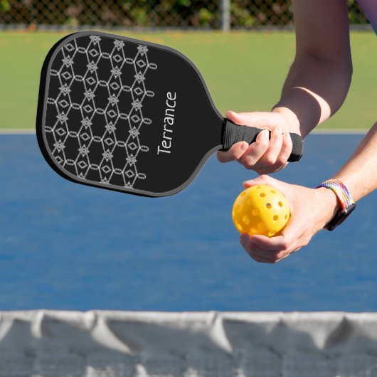 Grau dekoratives Seil, das schwarz umzäunt Pickleball Schläger (InSitu)