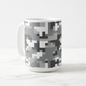 Grau Digital Camouflage Getränke Reisecoffee Mug Kaffeetasse (Vorderseite Links)