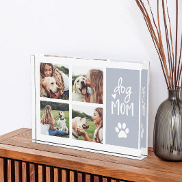 Grau | Dog Mama Pawprint Collage Fotoblock