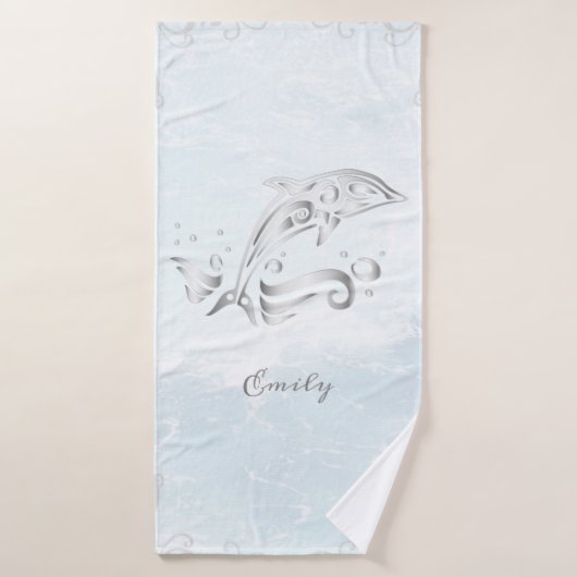 Grau Dolphin Personalisiert Bath Handtuch Set (Badehandtuch)