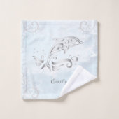 Grau Dolphin Personalisiert Bath Handtuch Set (Waschlappen)