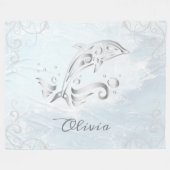 Grau Dolphin Personalisiert Fleece Blanket (Vorderseite (Horizontal))