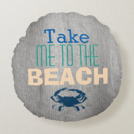 Grau Driftwood Beach Blue Crab Rundes Kissen