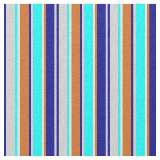 Grau, Dunkelblau, Schokolade, Beige und Cyan Lines Stoff (Nahaufnahme)