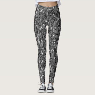 Grau dunkelsilberne Glitzern Imitate Glitzer Leggings