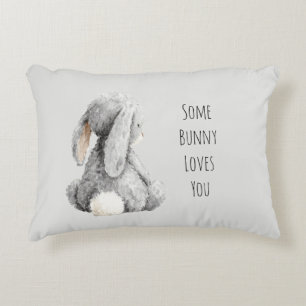 Grau Ein Hase liebt dich Dekokissen