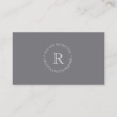 Grau | Einfache minimale EleganRound Monogram Visitenkarte (Rückseite)