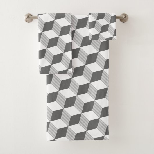 Grau-einfarbige Diamantformgebung - Handtuchdesign Badhandtuch Set (Insitu)