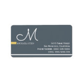 grau-elegant mit Monogramm Adressaufkleber (Vorne)