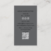 Grau | Elegante Standard QR Code Business Card Visitenkarte (Rückseite)