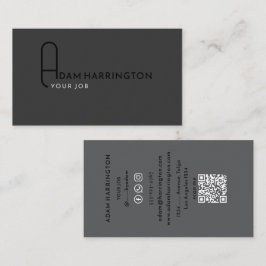 Grau | Elegante Standard QR Code Business Card Visitenkarte