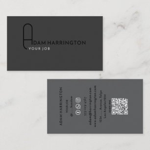 Grau   Elegante Standard QR Code Business Card Visitenkarte