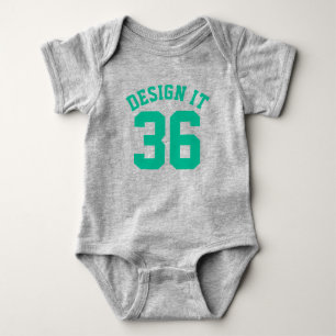 Grau & Emerald Green Baby Sports Jersey Design Strampler