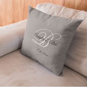 Grau Extravagante Hochzeitjubiläumsmonographie Kissen
