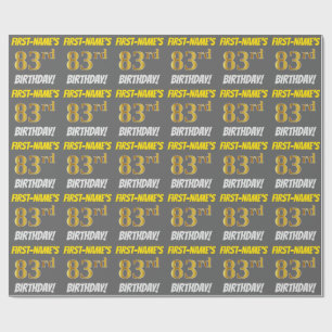 Grau, Falsches/Imitat Gold, "83. GEBURTSTAG" Geschenkpapier