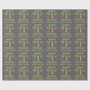 Grau, Faux Gold "HAPPY 71st GEBURTSTAG" Geschenkpapier