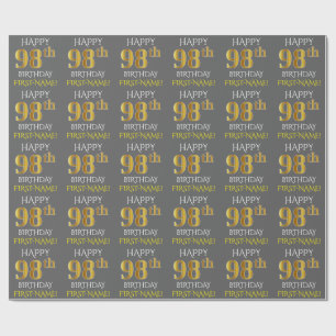 Grau, Faux Gold "HAPPY 98th GEBURTSTAG" Geschenkpapier