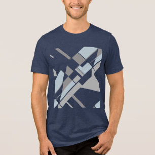 Grau, fett, geometrisch, diagonales Gitterkreuz MC Tri-Blend Shirt
