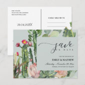 GRAU FLORAL DESERT CACTI FOLIAGE SAVE THE DATE ANKÜNDIGUNGSPOSTKARTE (Vorne/Hinten)