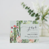 GRAU FLORAL DESERT CACTI FOLIAGE SAVE THE DATE ANKÜNDIGUNGSPOSTKARTE (Stehend Vorderseite)