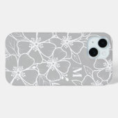 Grau-Floral-Monogramm Case-Mate iPhone Hülle (Rückseite (Horizontal))
