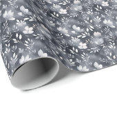 Grau Floral Watercolor Geschenkpapier (Rolleneckpunkt)