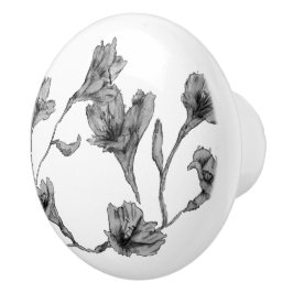 Grau Floral Watercolor Keramikknauf